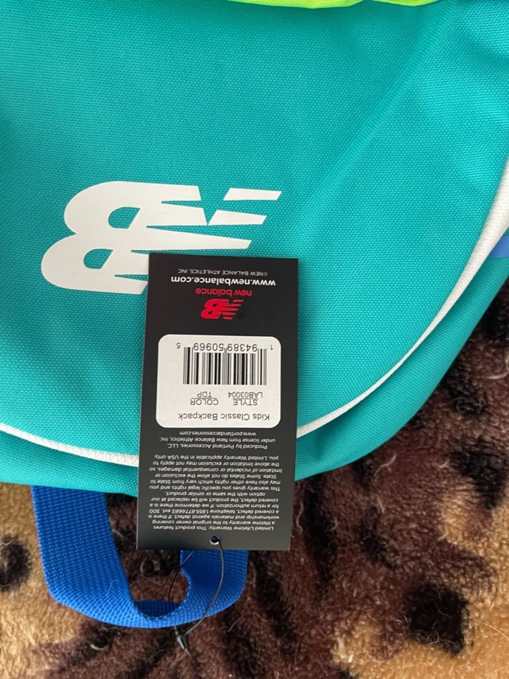 New Balance Teal & Neon Green Mini Backpack with White Logo